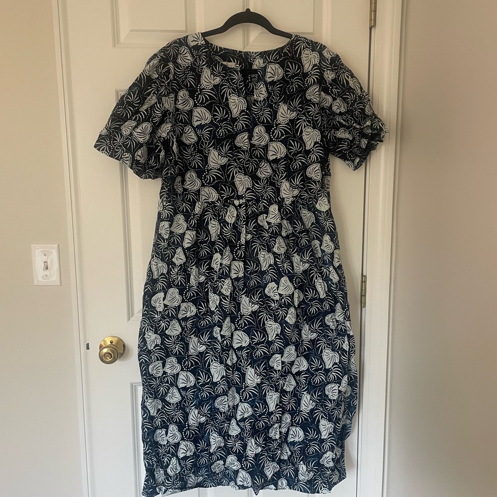 Navy and White Midi Dress